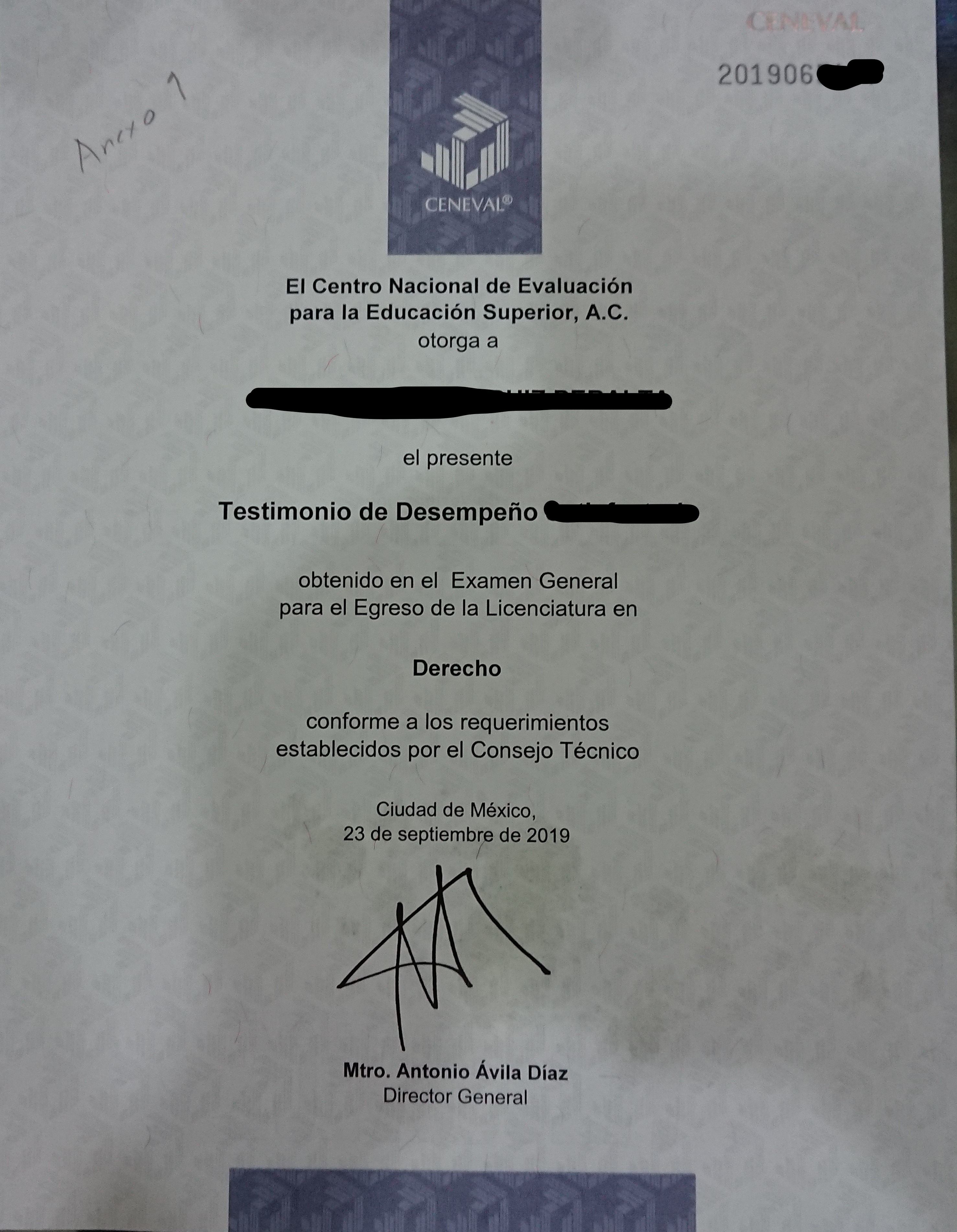 queja Certificado diploma CENEVAL